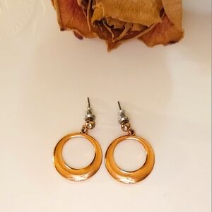 Vintage Wm Co Wheeler Co Copper Hoop Dangle Earrings